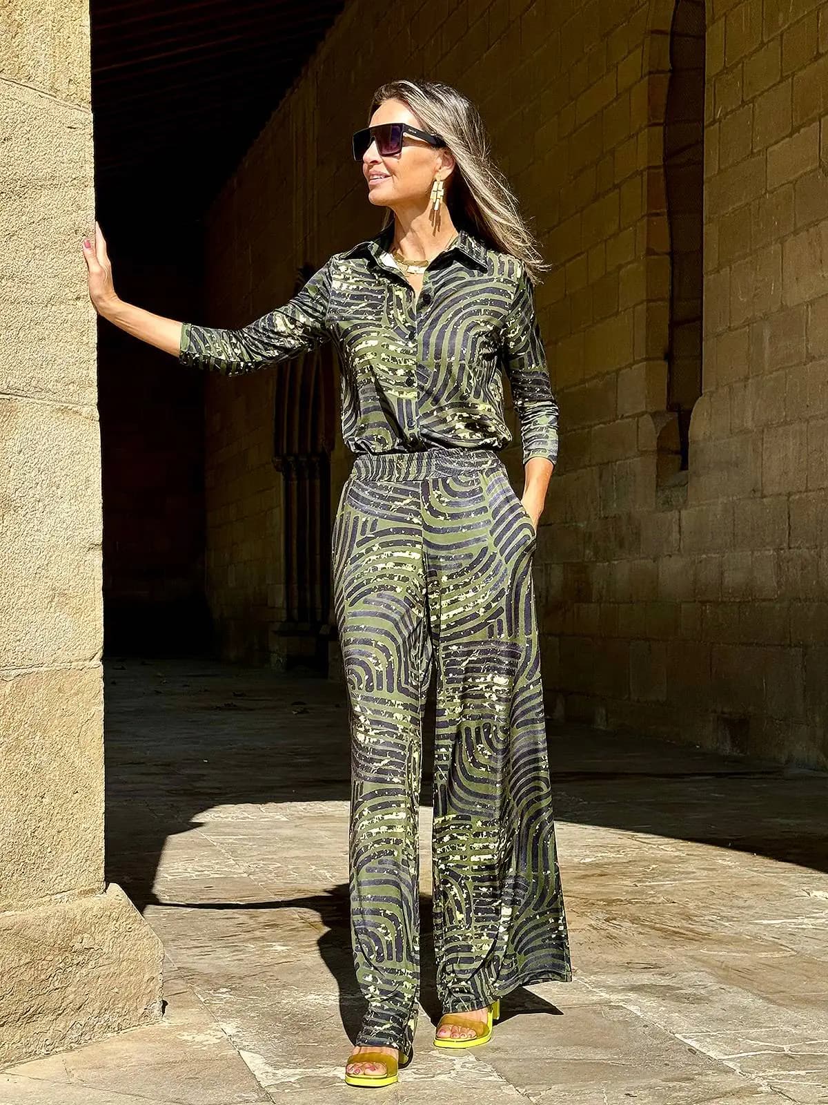 Camisa Idoia print kaki-lima